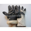 Cow Grain Black Furniture White Cotton Back Winter Gloves (DLH108)